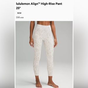 Lululemon Align- Cheetah Camo Antique White Multi 25” Size 6
